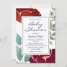 Stijlvol Modern Red Waterverf Floral Baby shower Kaart
