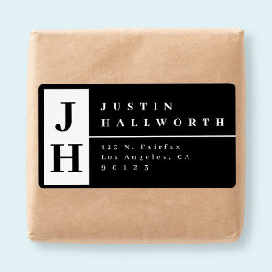 Stijlvol modern retouradres Zwart & Wit Etiket
