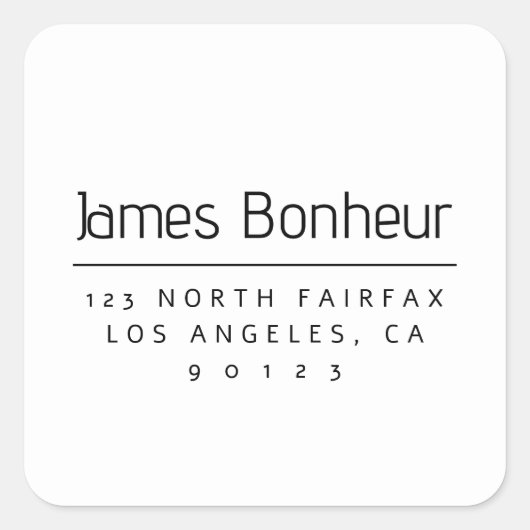 Stijlvol modern retouradres Zwart & Wit Vierkante Sticker (Voorkant)