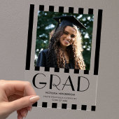 Stijlvol Modern Retro Photo Afstuderen Aankondigin Acryl Uitnodigingen