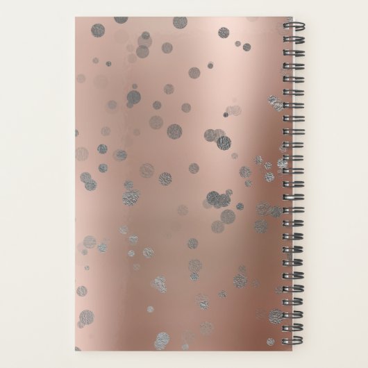 Stijlvol modern roos goud zilveren confetti stippe planner (Achterkant)