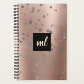 Stijlvol modern roos goud zilveren confetti stippe planner (Voorkant)