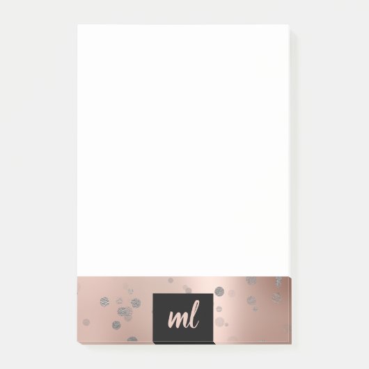 Stijlvol modern roos goud zilveren confetti stippe post-it® notes (Voorkant)