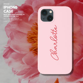 Stijlvol Modern Roze en Rood Script iPhone 13 Hoesje