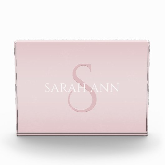 Stijlvol Modern Roze Monogram Fotoblokken (Voorkant)