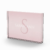 Stijlvol Modern Roze Monogram Fotoblokken (Rechts)