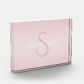 Stijlvol Modern Roze Monogram Fotoblokken (Links)