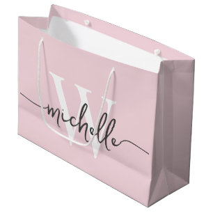 Stijlvol Modern Roze Monogram Initiaal Schrift Groot Cadeauzakje