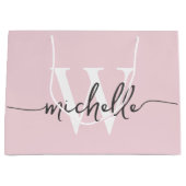 Stijlvol modern roze monogram initiaal script groot cadeauzakje (Voorkant)