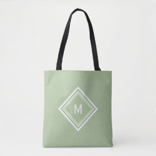 Stijlvol modern Sage Green Custom Monogram Draagtas