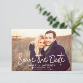 Stijlvol modern script De datum foto opslaan Save The Date (Staand voorkant)