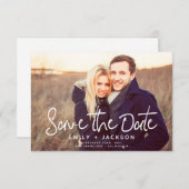 Stijlvol modern script De datum foto opslaan Save The Date (Voorkant / Achterkant)