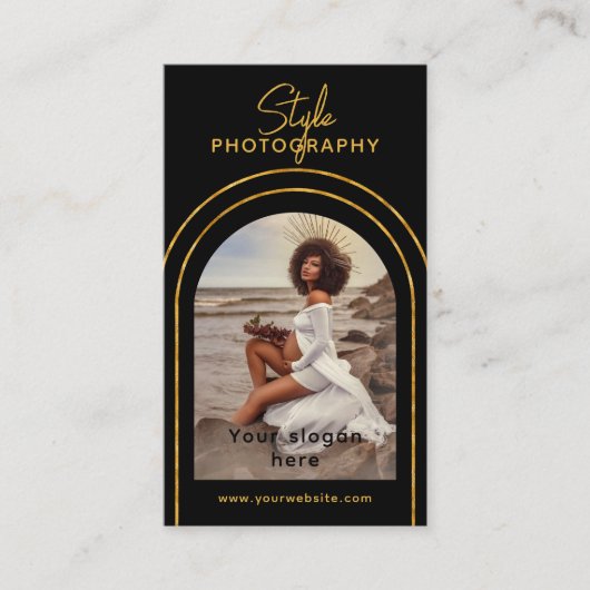 Stijlvol modern script Foto QR Code Fotografie Bu Visitekaartje (Voorkant)