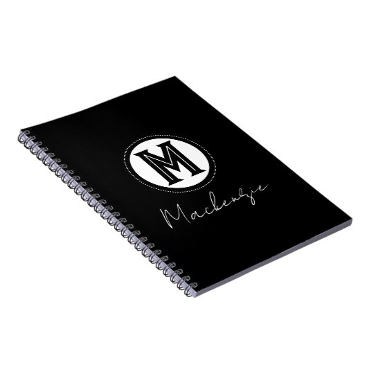 Stijlvol modern Script Monogram Kantoor 3 Ring Bin Notitieboek (Rechterzijde)