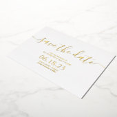 Stijlvol Modern Script Trouwkaart 'Save the Date' Folie Uitnodiging (Gedraaid)