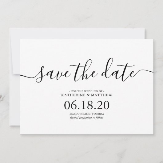 Stijlvol modern script trouwkaart 'Save the Date' Save The Date (Voorkant)