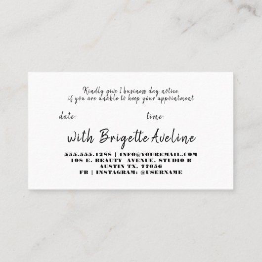 Stijlvol, modern script | Uw volgende benoeming Visitekaartje (Achterkant)