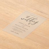 Stijlvol modern script zwart-wit bruiloft acryl uitnodigingen (Laagn)