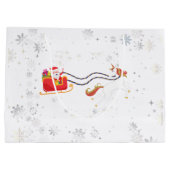 Stijlvol modern Unicorn Santa Snow Name Script Groot Cadeauzakje (Achterkant)