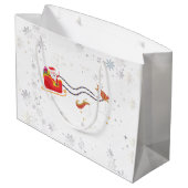 Stijlvol modern Unicorn Santa Snow Name Script Groot Cadeauzakje (Achterkant Gekanteld)