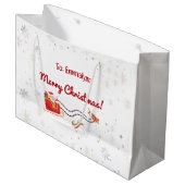 Stijlvol modern Unicorn Santa Snow Name Script Groot Cadeauzakje (Voorkant Gekanteld)