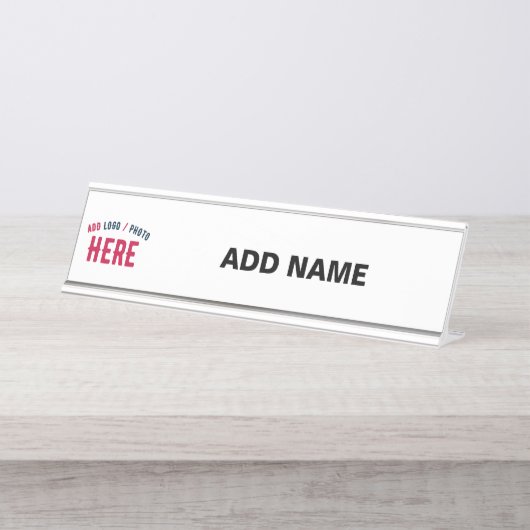 STIJLVOL MODERN  WIT GEVERIFIEERD BRANDED BUREAU NAAMBORDJE (Voorkant)