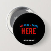 STIJLVOL MODERN ZWART GEVERIFIEERD BRANDED RONDE BUTTON 7,6 CM (Voorkant /achterkant)