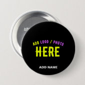 STIJLVOL MODERN ZWART GEVERIFIEERD BRANDED RONDE BUTTON 7,6 CM (Voorkant /achterkant)