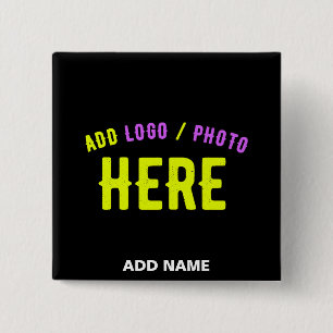STIJLVOL MODERN ZWART GEVERIFIEERD BRANDED VIERKANTE BUTTON 5,1 CM