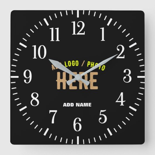 STIJLVOL MODERN ZWART GEVERIFIEERD BRANDED VIERKANTE KLOK (Voorkant)