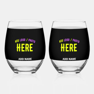 STIJLVOL MODERN  ZWART GEVERIFIEERD BRANDED WIJNGLAS ZONDER VOET