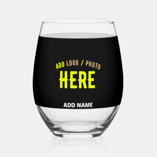 STIJLVOL MODERN  ZWART GEVERIFIEERD BRANDED WIJNGLAS ZONDER VOET