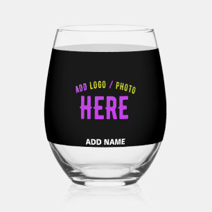 STIJLVOL MODERN  ZWART GEVERIFIEERD BRANDED WIJNGLAS ZONDER VOET