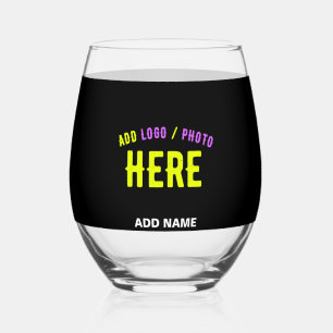 STIJLVOL MODERN  ZWART GEVERIFIEERD BRANDED WIJNGLAS ZONDER VOET