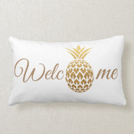 Stijlvol moderne gouden ananas witte welkom kussen