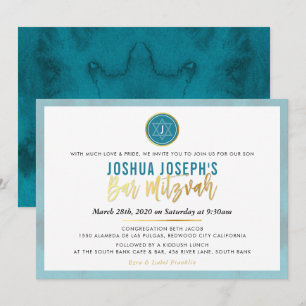 STIJLVOL MONOGRAM BAR MITZVAH blauwgroen blauw gou Kaart