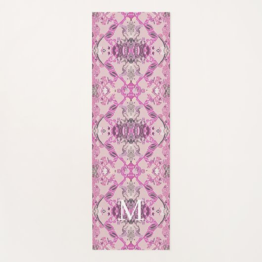 Stijlvol monogram barokpatroon in roze tinten yogamat (Voorkant)