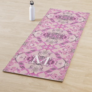Stijlvol monogram barokpatroon in roze tinten yogamat