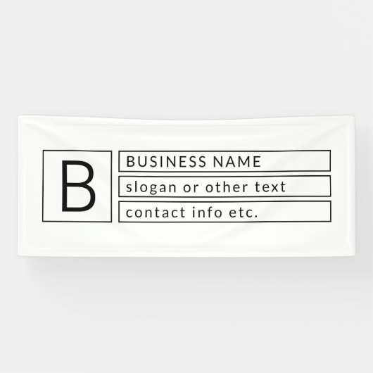 Stijlvol monogram & bedrijfsnaam (of andere tekst) spandoek (Horizontaal)