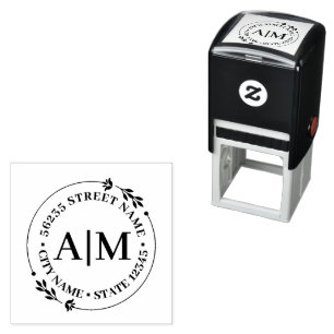 Stijlvol monogram botanisch retour adres bruiloft zelfinktende stempel