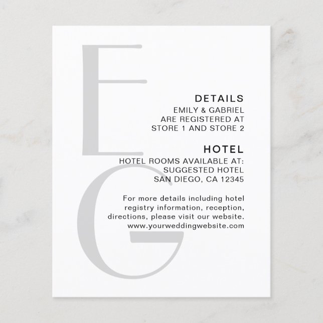 Stijlvol monogram. Eenvoudige moderne trouwgegeven (Voorkant)