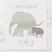 Stijlvol monogram en aangepaste jaar olifant wijn etiket (Enkel label)