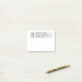 Stijlvol monogram en bedrijfsnaam (of andere tekst post-it® notes (Op bureau)