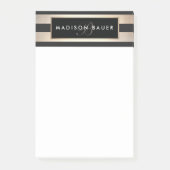 Stijlvol Monogram Gestreept Zwart en Goud Post-it® Notes (Voorkant)