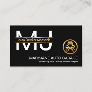 Stijlvol monogram Gold Border Line Car Mechanic Visitekaartje