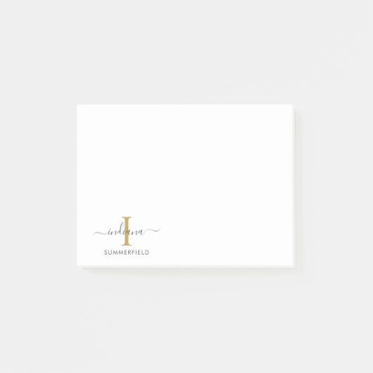 Stijlvol monogram Initiaal Elegant Script Personal Post-it® Notes (Voorkant)