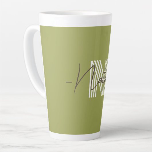 Stijlvol monogram initiaal en kalligrafie Olive Latte Mok (Linkerhoek)