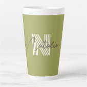 Stijlvol monogram initiaal en kalligrafie Olive Latte Mok (Voorkant)