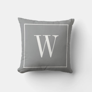 Stijlvol Monogram Initiaal Modern Trendy Grijs Wit Kussen
