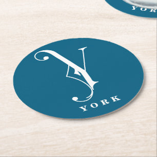 Stijlvol monogram Initiaal Y, achternaam bewerkbaa Ronde Kartonnen Onderzetter